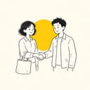 仲間と握手する人
